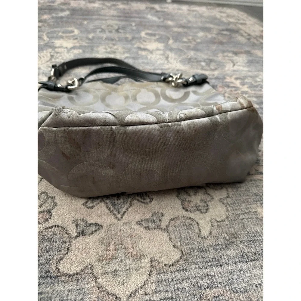 Coach Signature Brooke Jacquard Hobo Bag Purse Gray